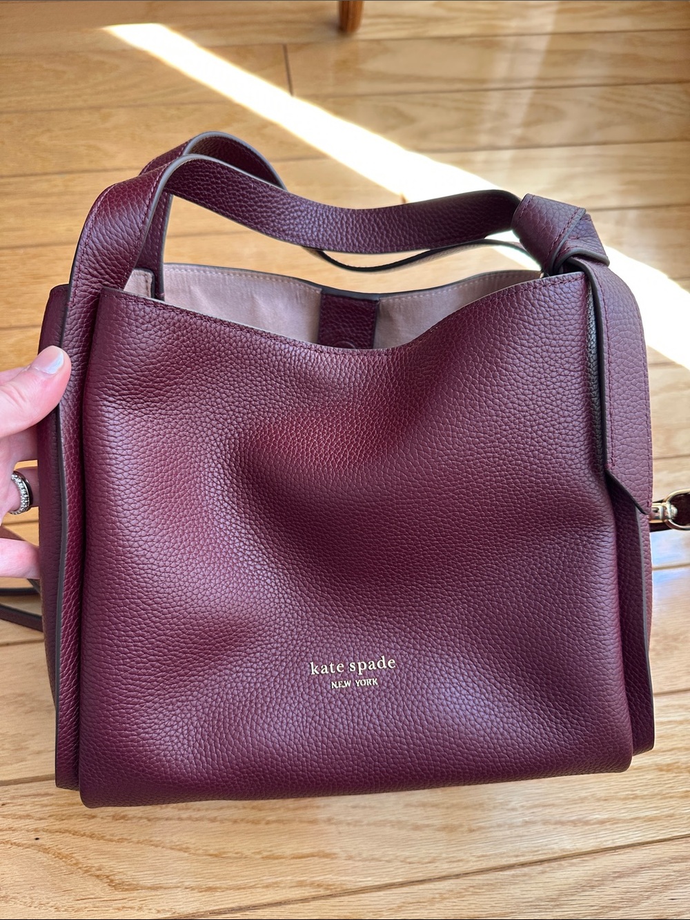 kate spade Pebbled Leather Knott Medium Satchel in Cordovan - Picture 3 of 4